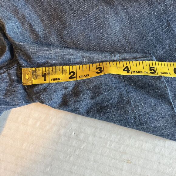 Isaac Mizrahi Shorts Women’s 14 Blue Chambray Cotton Slant Pockets Travel Beach - Picture 13 of 13